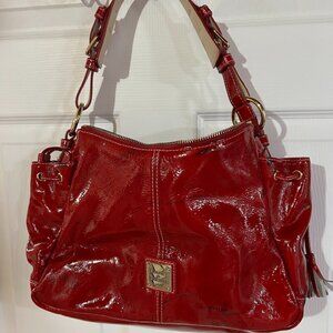 Dooney & Bourke red patent leather shoulder bag with wallet